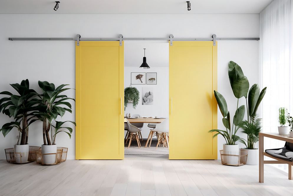 межкомнатная дверь в желтом цвете