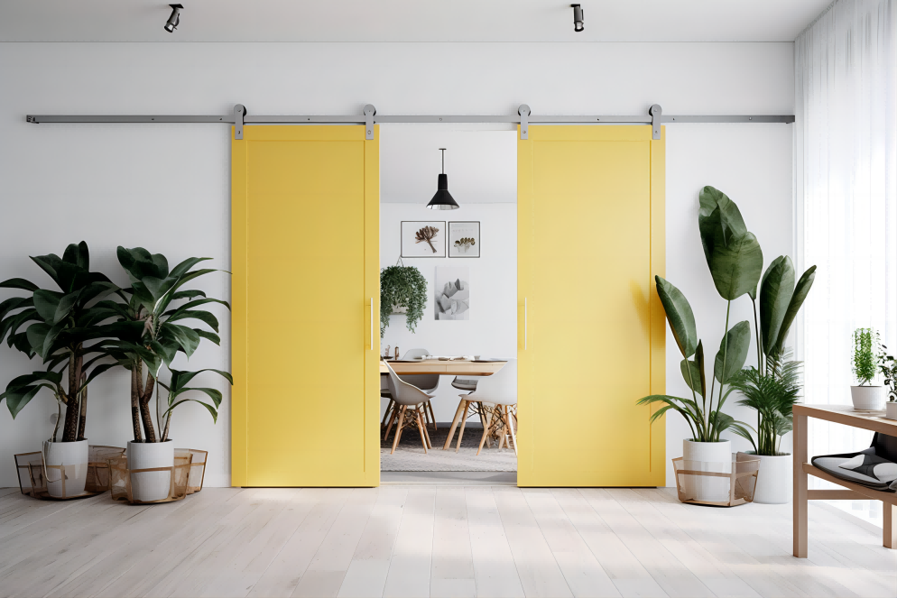 barn door interior yellow