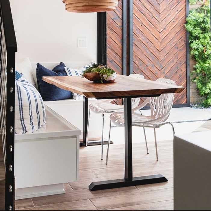 dining table with metal legs