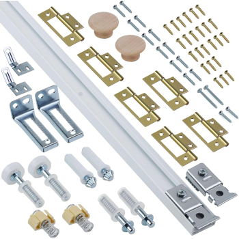 4-Panel Bi-Fold Closet Door Hardware Kit | Track Mount System with Hinges & Rollers for Wardrobe Doors