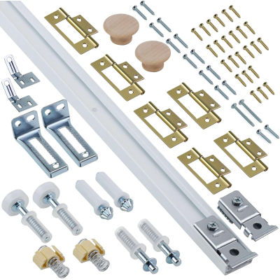 4-Panel Bi-Fold Closet Door Hardware Kit | Track Mount System with Hinges & Rollers for Wardrobe Doors