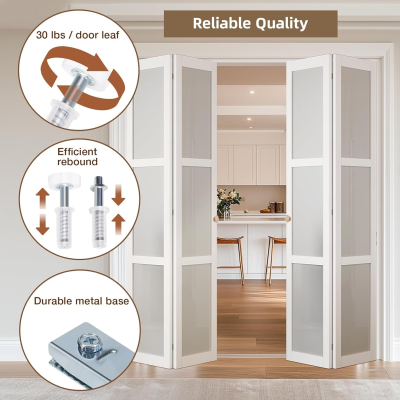 4-Panel Bi-Fold Closet Door Hardware Kit | Track Mount System with Hinges & Rollers for Wardrobe Doors