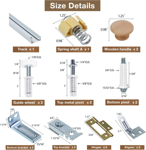 4-Panel Bi-Fold Closet Door Hardware Kit | Track Mount System with Hinges & Rollers for Wardrobe Doors