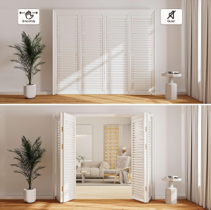 180° Bi-Fold Door Hardware Kit | Adjustable Pivot System with Spring Shaft & Track for Closet/Kitchen