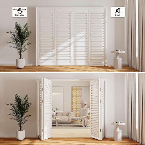 180° Bi-Fold Door Hardware Kit | Adjustable Pivot System with Spring Shaft & Track for Closet/Kitchen