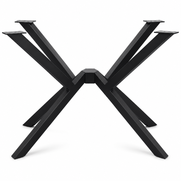 Black Spider‑Style Metal Dining Table Leg, X‑Shape Industrial Table Leg Kit | WEKIS