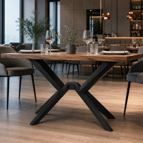 Black Spider‑Style Metal Dining Table Leg, X‑Shape Industrial Table Leg Kit | WEKIS