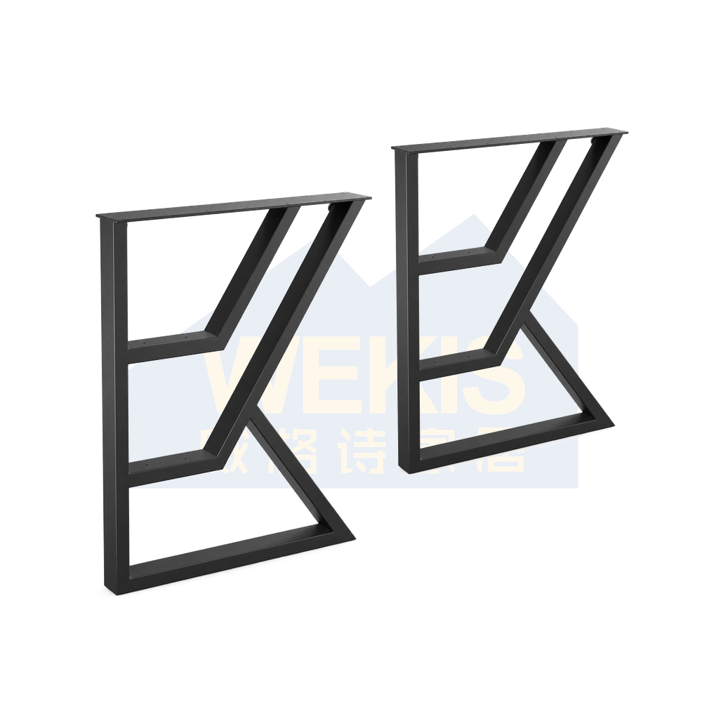 Black powder-coated K-frame metal table legs, set of two