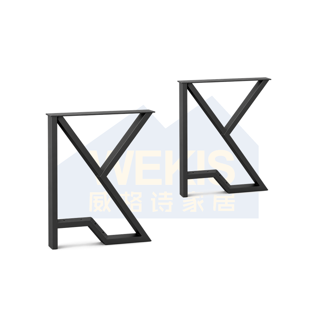 Black powder-coated V-cross metal table legs, set of two