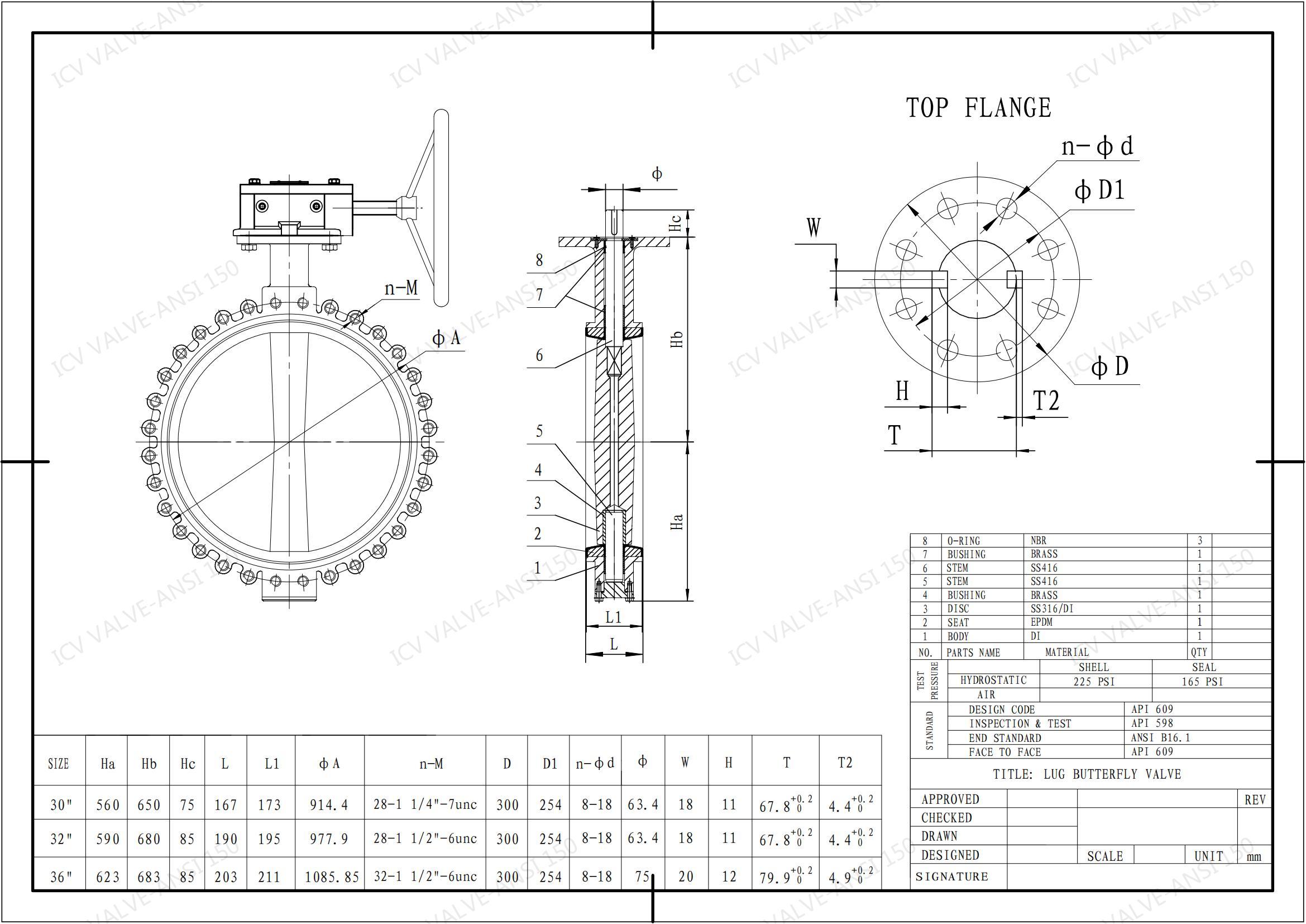 ICV VALVE - ANSI 150 32-36 Lug butterfly valve