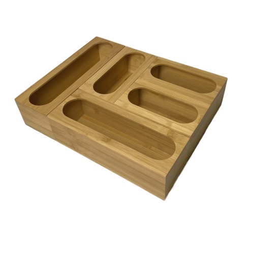 5 Pieces Wooden Ziplock Bag Drawer Organizer Container Organizer, Ziplock Bag Organizer Bamboo