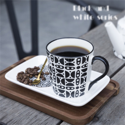 Black and white art ceramic coffee mug
