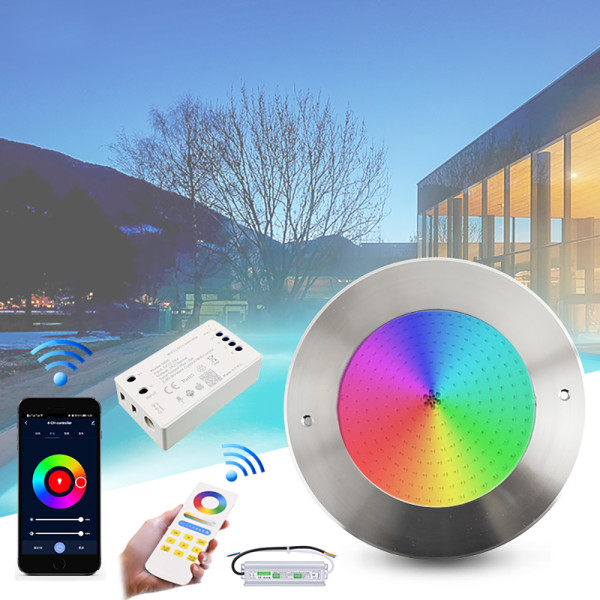 Brand WIFI Pool Light 9-35W 2022 New Arrival Ip68 Waterproof Intelligent Control Ultra-Thin Stainless Steel Resin Filled Swimming Pool Light