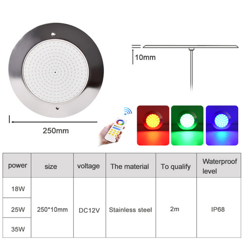 Brand WIFI Pool Light 9-35W New Arrival Ip68 Waterproof Intelligent Control Ultra-Thin Stainless Steel Resin Filled Swimming Pool Light