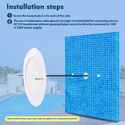 Custom Pool Light 9-35W Ultra Thin Underwater Light 12V Waterproof Touch Remote Control Wall Mounted IP68 RGB Resin Filled Swimming Pool LED Light