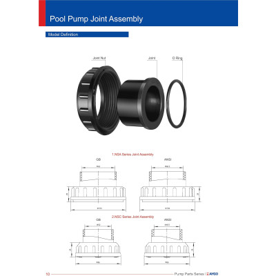 Factory Direct Supply 1.5/2 Inch Pool Pump Water Inlet Outlet Joint Adaptor A Pair
