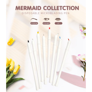 OEM Eco-Friendly Material Mermaid Replaceable Head Disposable Manual Microblading Tattoo Eyebrow Pen