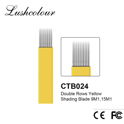 Hot SaleDouble Rows Yellow Shading Eyebrowtattoo Lip Blade Blades PMU Microblading Needles for Microblading pen
