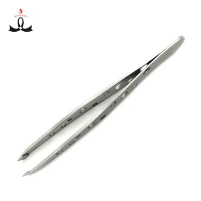 Hot Selling Trendy Design Handle with 9 Holes Stainless Steel Eyebrow Tweezers