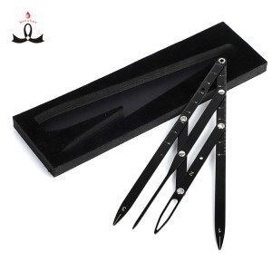 Factory Supply Matte Black Alloy Eyebrow Compass Golden Mean Caliper Measure Tool for Microblading Artist
