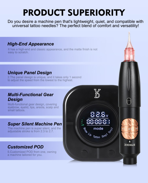 High-end and classic appearance Multi-functional gear design YD Blink Pro X24 SPMU Permanent Makeup Machine Kit