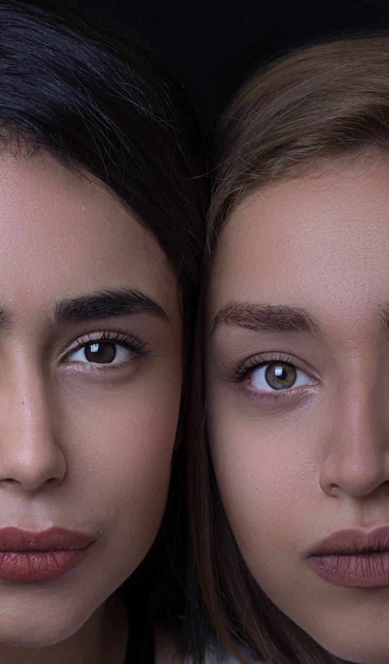 Before and after eyebrow tint comparison
