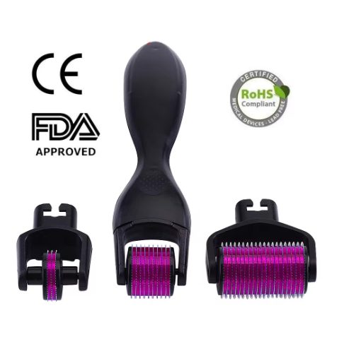 3 in 1 Titanium needles Derma Roller for face body massager & hair loss treatment