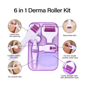 6 in 1 Microneedle Derma Roller Kit for Face Eye Body 300/720/1200 Rolling System Microneedling Facial Roller Beauty Care Tool
