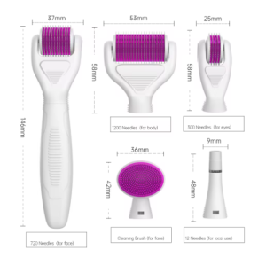 6 in 1 Microneedle Derma Roller Kit for Face Eye Body 300/720/1200 Rolling System Microneedling Facial Roller Beauty Care Tool
