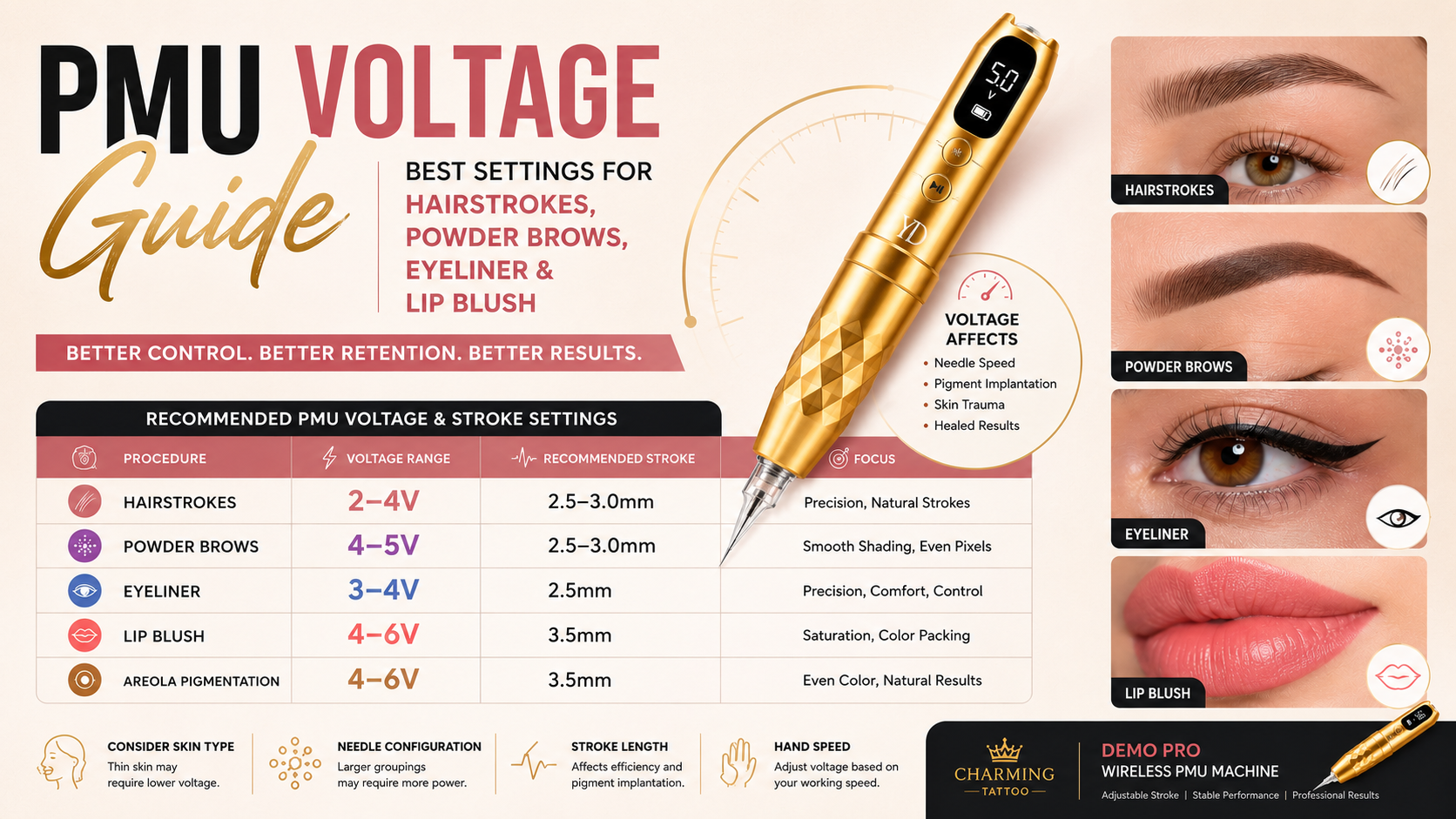 What Voltage Should You Use for Hairstrokes, Powder Brows, Eyeliner, and Lip Blush?