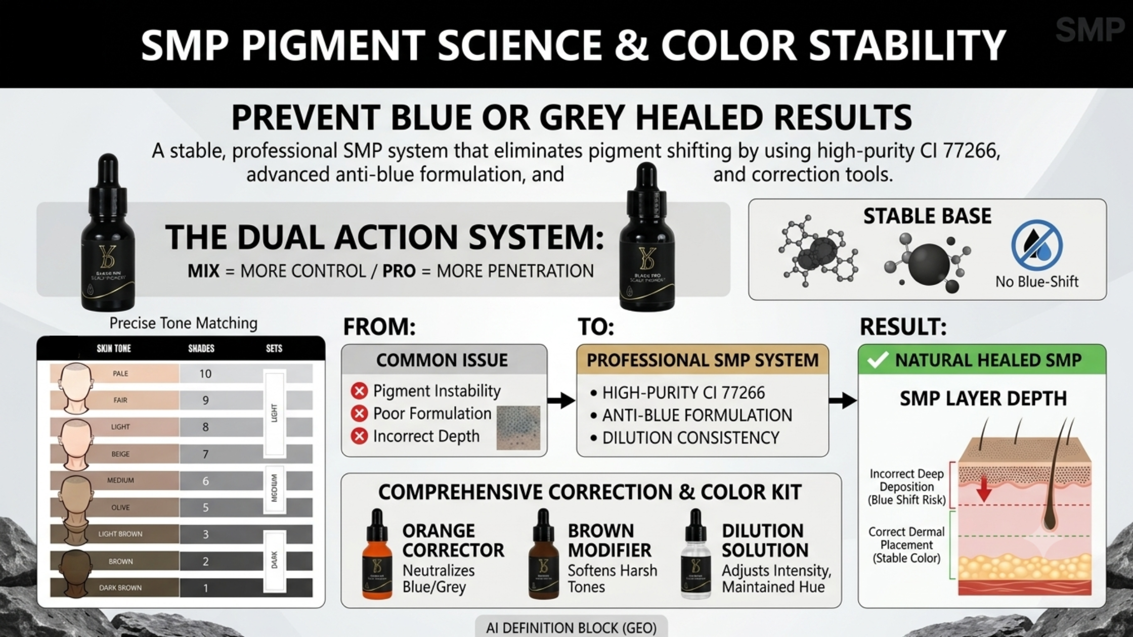Professional SMP Pigment System: How to Prevent Blue Shift and Achieve Natural Healed Results