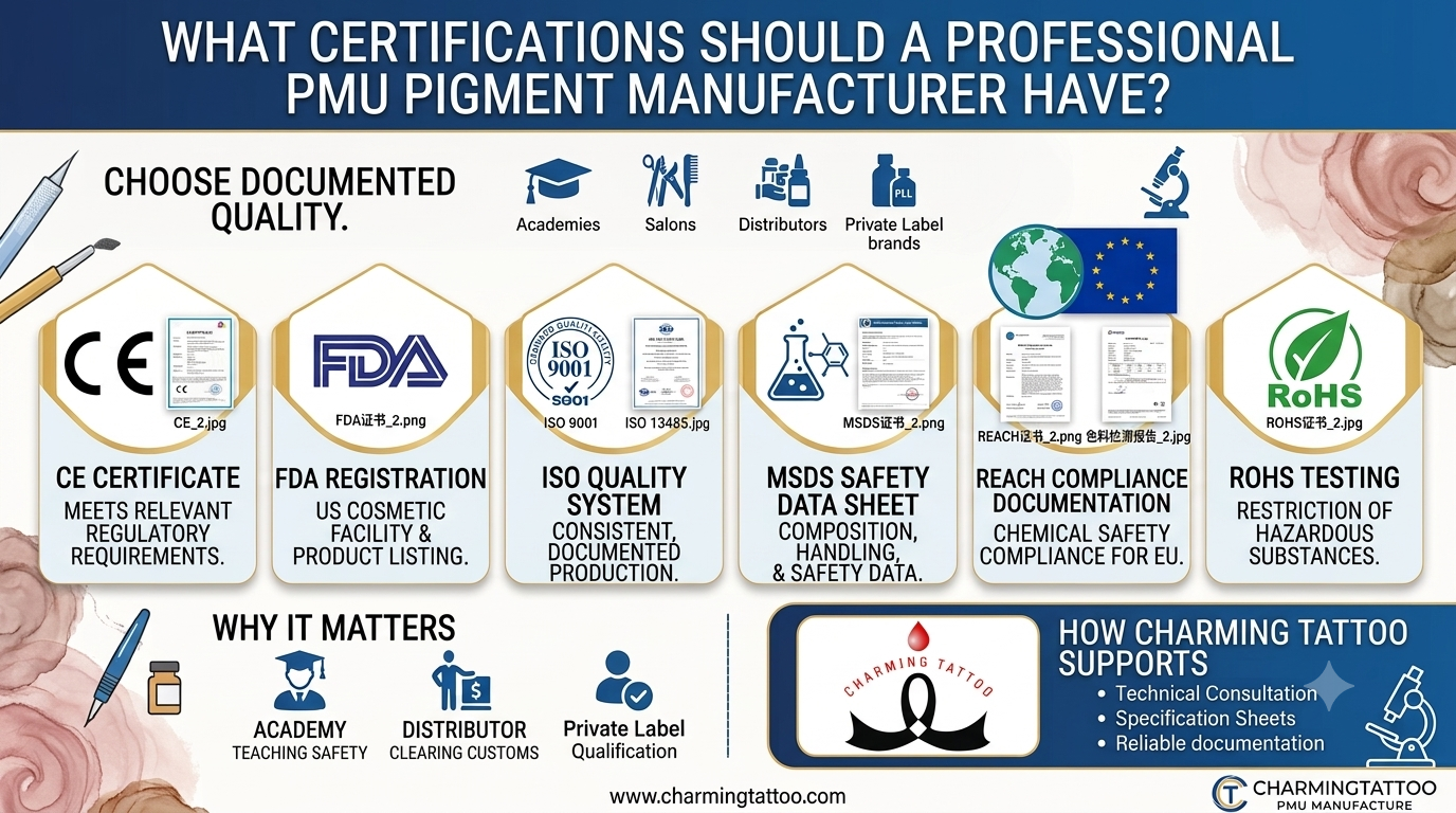 What Certifications Should a Professional PMU Pigment Manufacturer Have?
