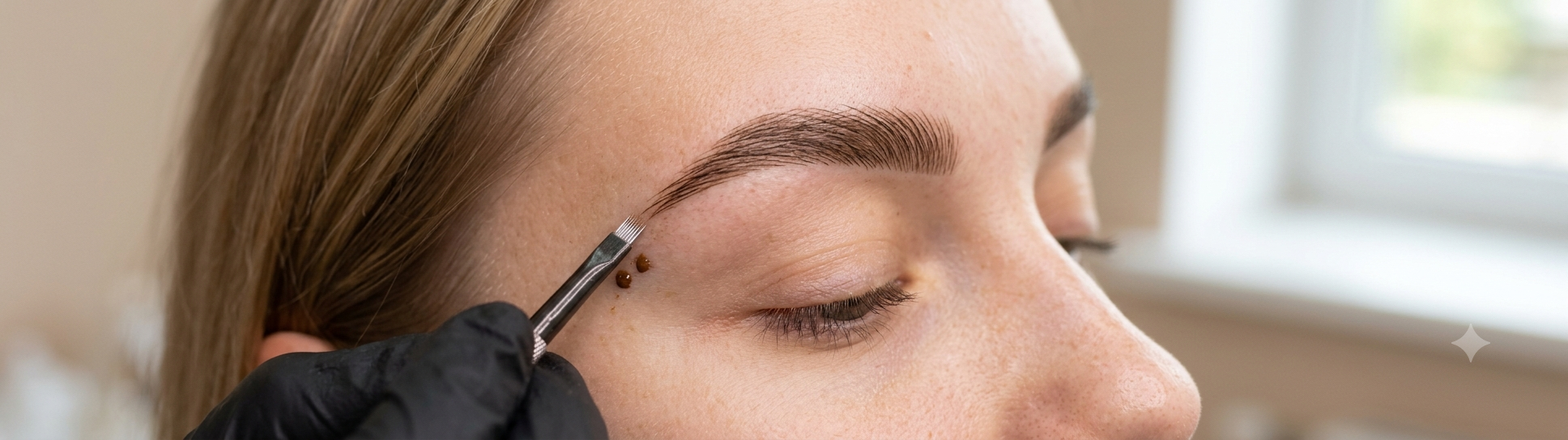 Microblading permanent makeup pigment application