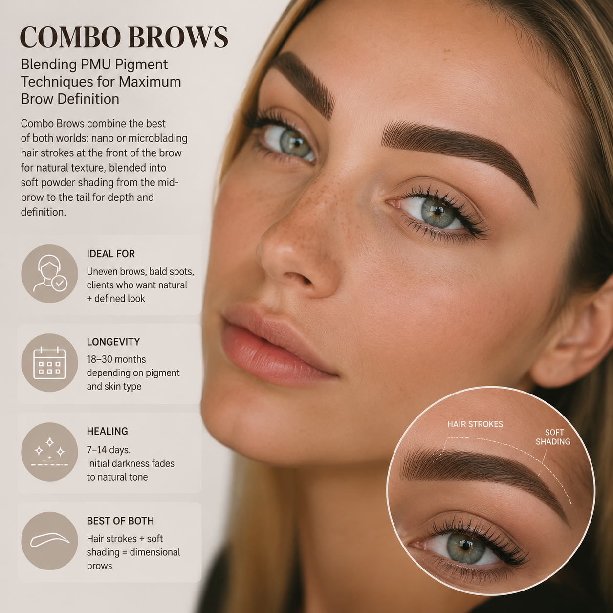 Combo Brows using high-quality permanent makeup pigment