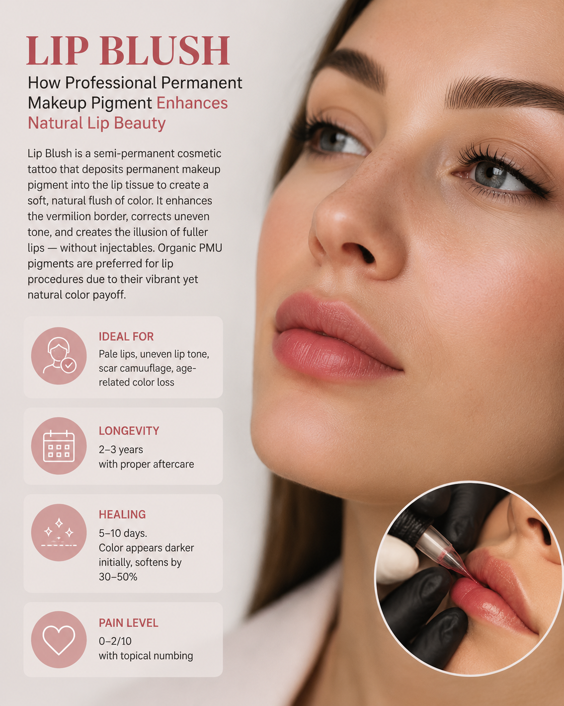Lip Blush treatment with professional PMU pigment