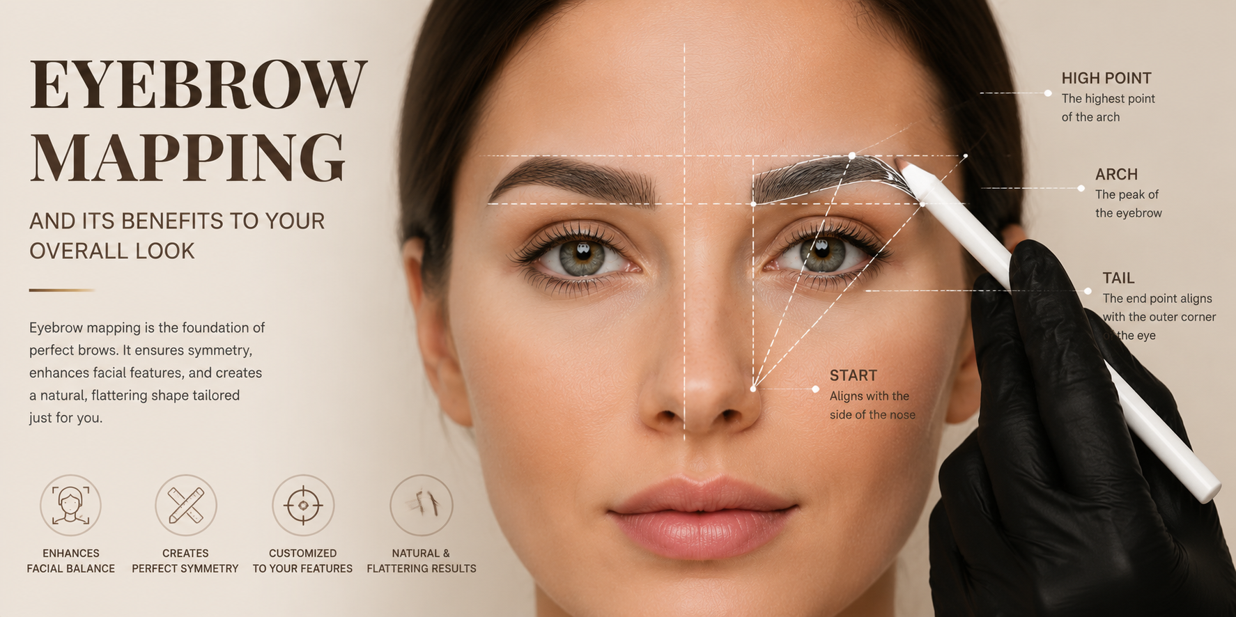 Eyebrow mapping guide for PMU artists