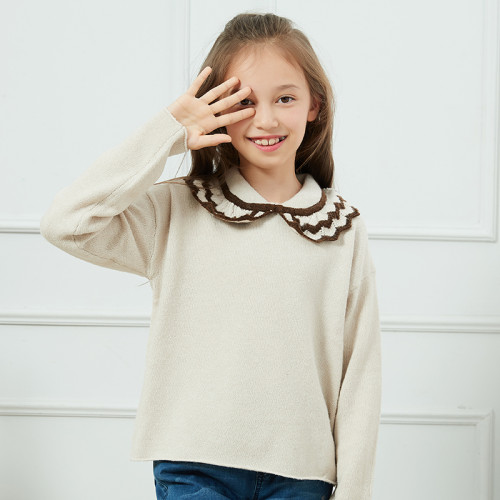 Wholesale Kids Girls Knitted Jumper Sweater Long Sleeve Top Wear