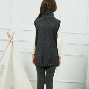 Kids's Girl Sleeveless Turtleneck Soft Stretchable Pullover Knit Sweater Top From China Vendor