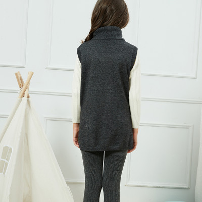 Kids's Girl Sleeveless Turtleneck Soft Stretchable Pullover Knit Sweater Top From China Vendor