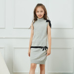 Wholesale Kids Girl's Sleeveless Turtleneck Soft Stretchable Pullover Dress Knit Sweater