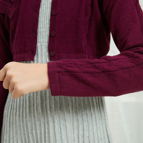 Wholesale Girls Cardigan Sweater Crew Neck School Uniforms Long Sleeve Button Cashmere Sweaters