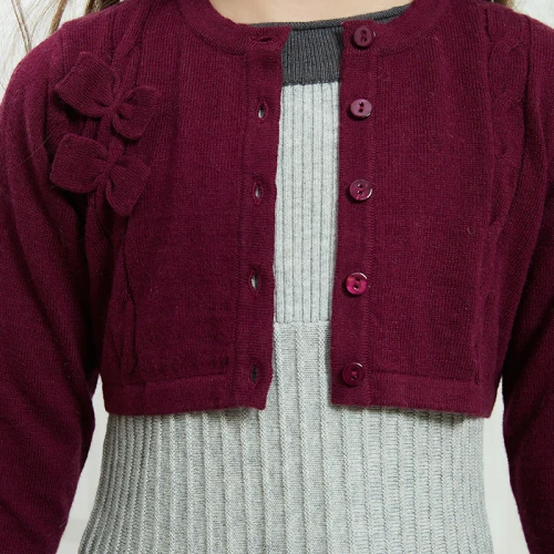 Wholesale Girls Cardigan Sweater Crew Neck School Uniforms Long Sleeve Button Cashmere Sweaters