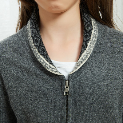 Wholesale Kids Girls Cardigan Sweater Crew Neck Long Sleeve Button Wool Cotton Sweaters