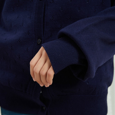 Wholesale Kids Girls Essential Soft Knit Uniforms Button Down Navy Cardigan Sweaters