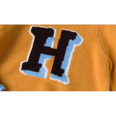 Wholesale Factory Boy Cashmere Word Pattern Round Neck Sweater With Strip Wholesale