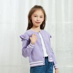 Wholesale  Girls Cardigan Sweater Crew Neck Long Sleeve Button Cotton Sweaters