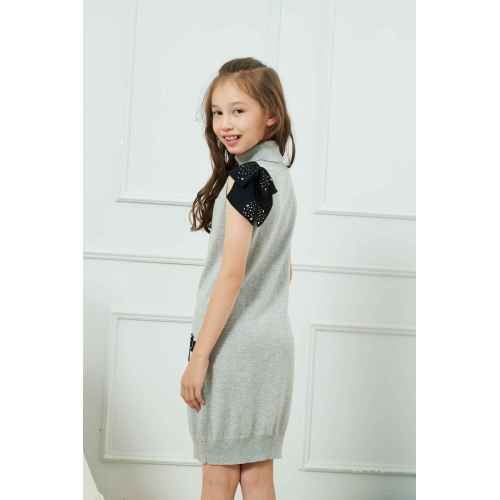 Wholesale Kids's Girl Sleeveless Turtleneck Soft Stretchable Pullover Knit Sweater Dress From China Vendor