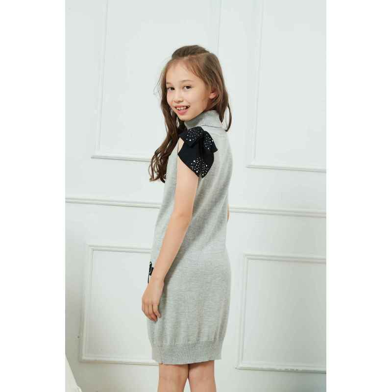 Wholesale Kids's Girl Sleeveless Turtleneck Soft Stretchable Pullover Knit Sweater Dress From China Vendor