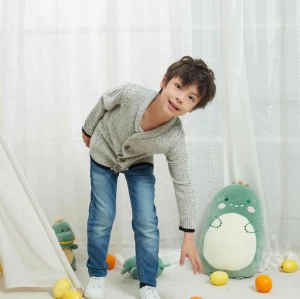 Wholesale Infant Boys Cardigan Crochet Sweater V-Neck，Toddler Knit Button Up Knitted Pattern Pullover