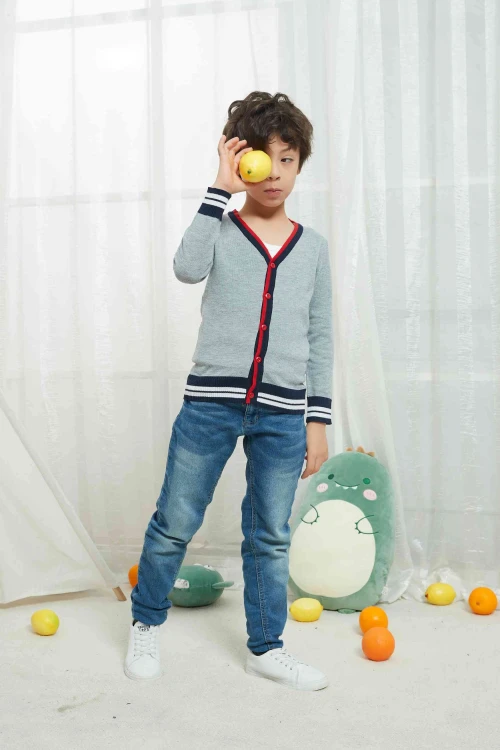 Wholesale  Kids Boys Cardigan Button Up Toddler Knit Sweater Organic Cotton From China